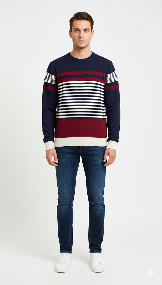 Horizontal Striped Fair Isle Sweatshirt