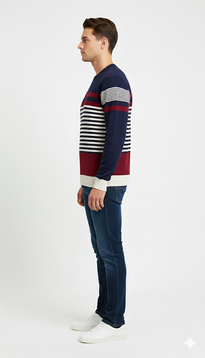 Horizontal Striped Fair Isle Sweatshirt