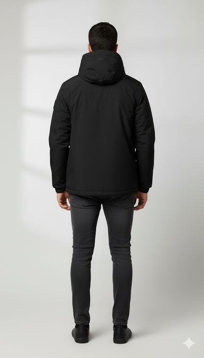 Men's Urban Utility Black Hooded Jacket