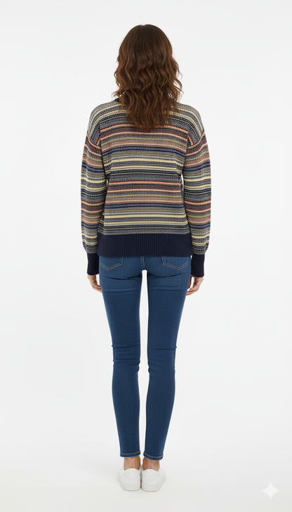 Women's Multi-Stripe Crewneck Sweater