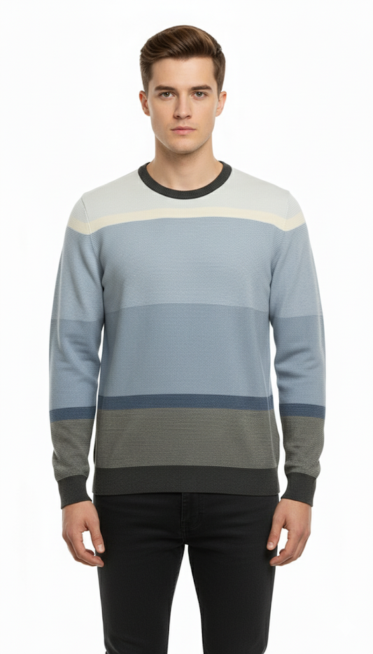 Men's Striped Crew Neck Sweater