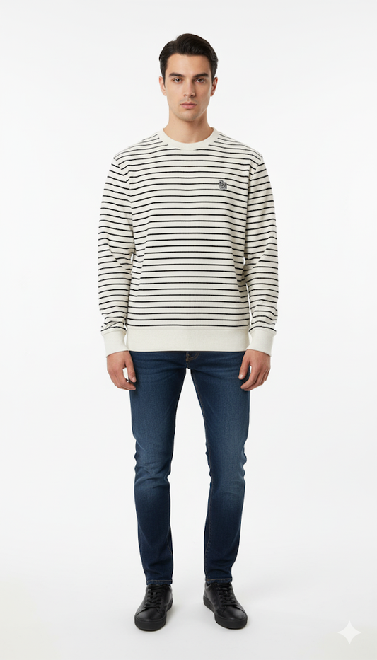 Men's Classic Striped Crew Neck Sweatshirt