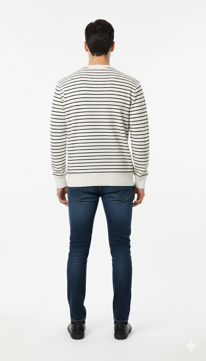 Men's Classic Striped Crew Neck Sweatshirt