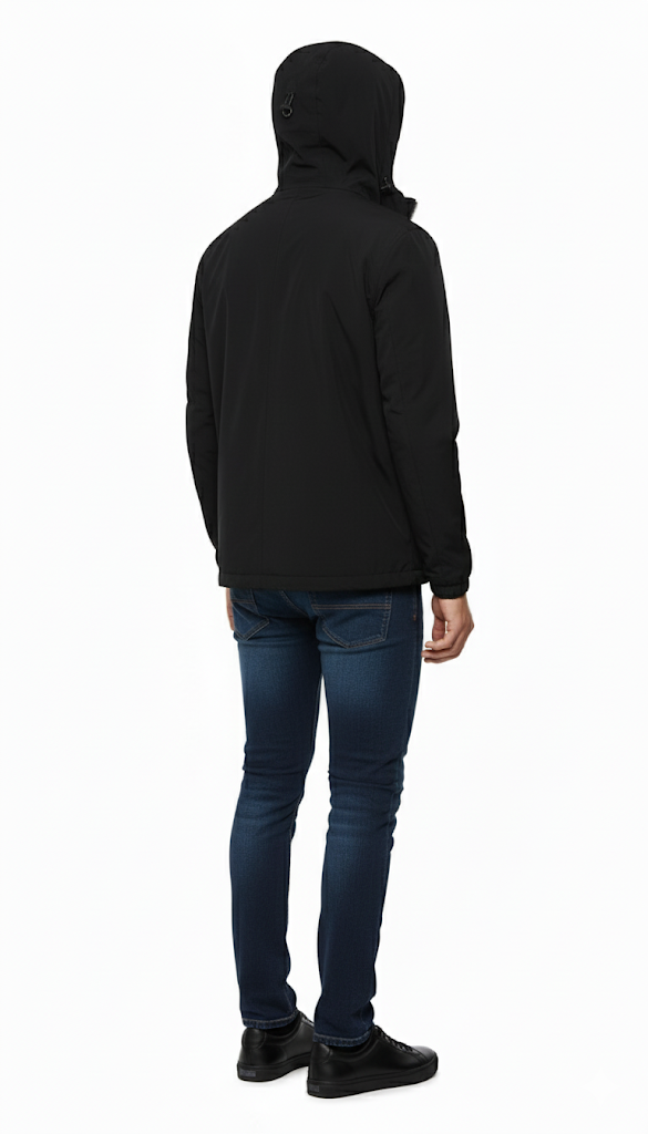 Black Hooded Jacket with Signature Lining