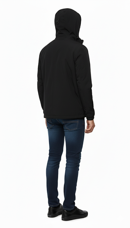 Black Hooded Jacket with Signature Lining