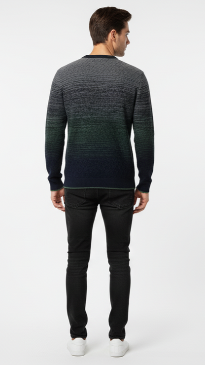 Men's Ombré Crewneck Sweater - Grey, Green & Navy