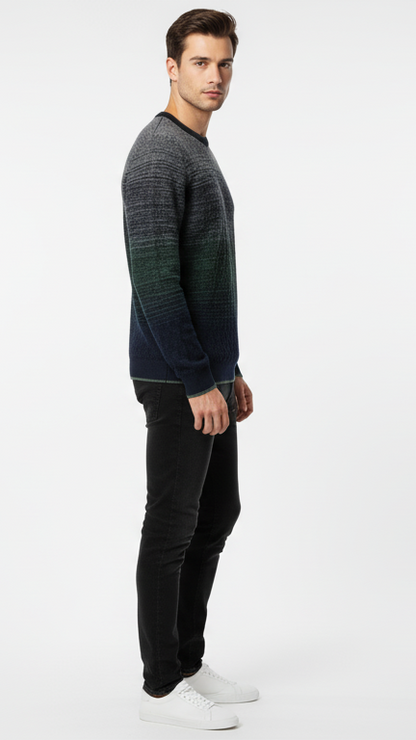Men's Ombré Crewneck Sweater - Grey, Green & Navy