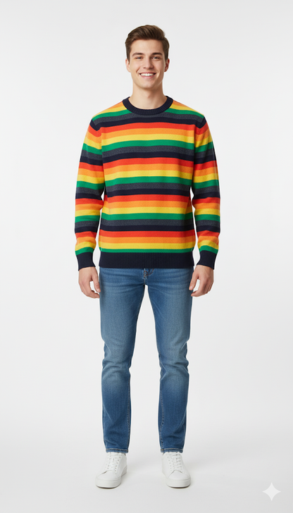 Retro Rainbow Stripe Crewneck