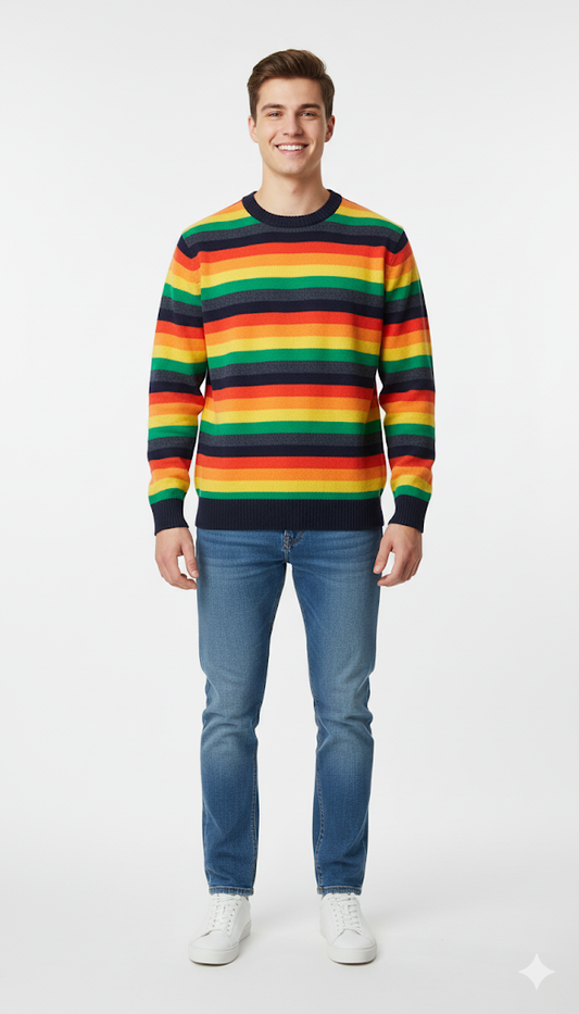 Retro Rainbow Stripe Crewneck