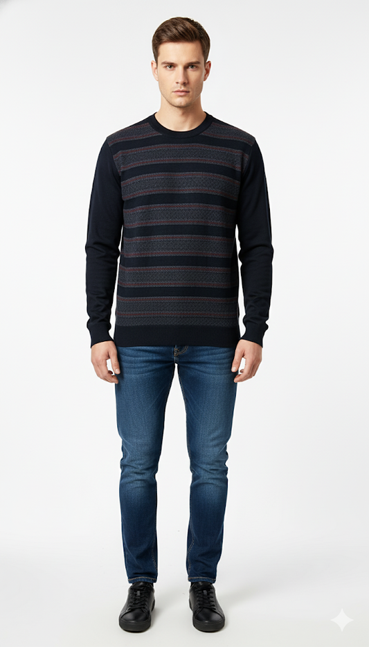 Men's Plain Black Crewneck Sweatshirt