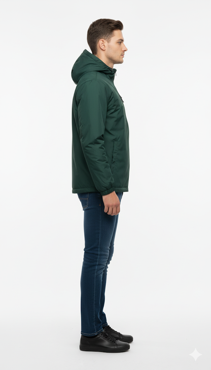 Forest Green Casual Hooded Jacket