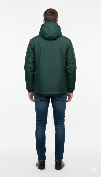 Forest Green Casual Hooded Jacket