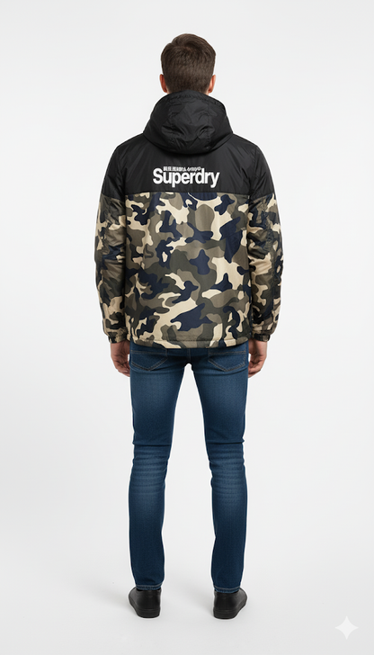 Superdry Camo and Black Windbreaker