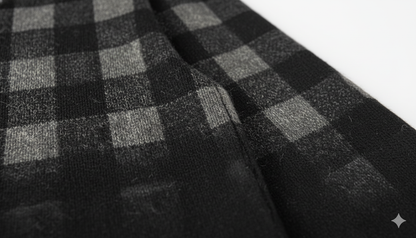 Men's Plaid Panel Crewneck Sweater - Black & Grey