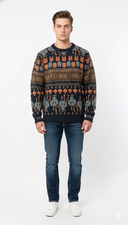 Navy and Orange Fair Isle Sweater