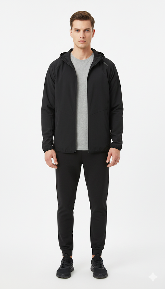 Black Minimalist Active Hoody