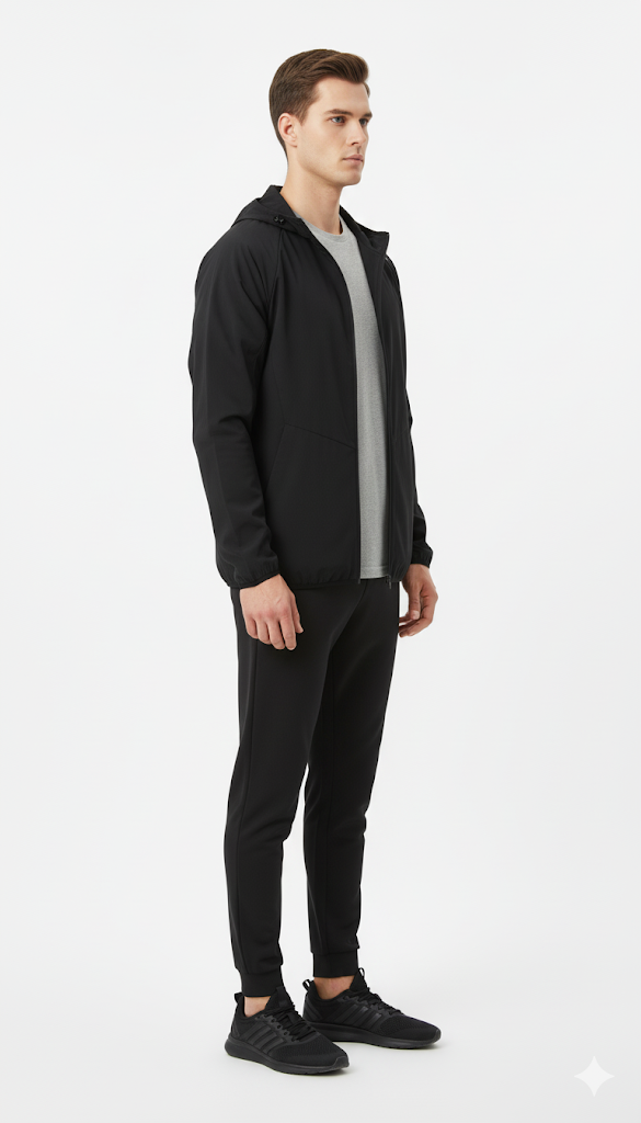 Black Minimalist Active Hoody