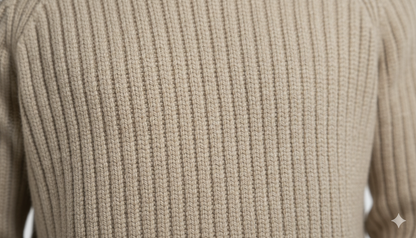 Men's Heavyweight Rib-Knit Mock Neck Sweater - Beige