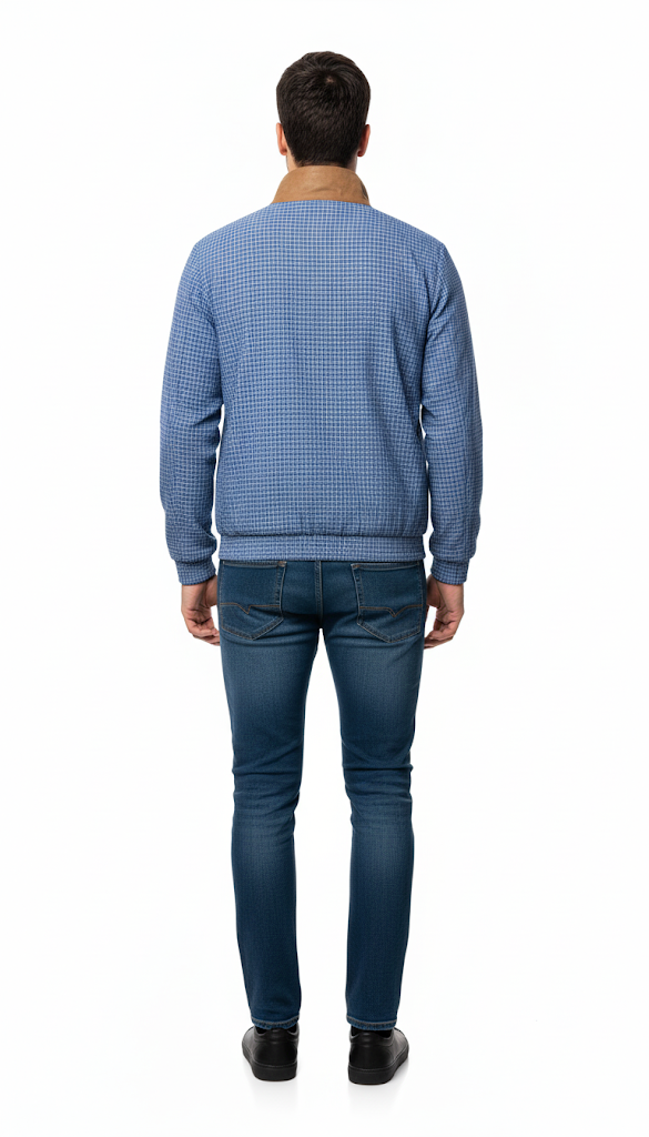 Blue Micro-Patterned Track Jacket