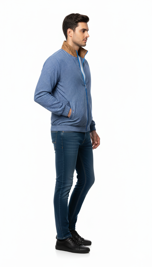 Blue Micro-Patterned Track Jacket