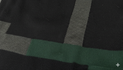 Men's Geometric Color-Block V-Neck Sweater - Green, Black & Grey