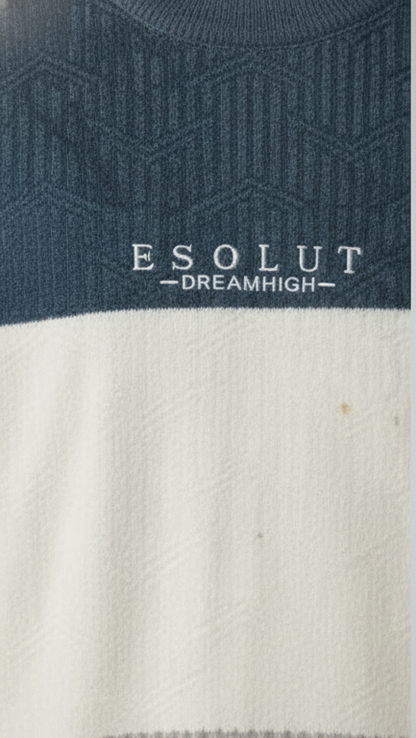 Men's Mixed-Knit Color-Block Sweater - Blue, White & Grey