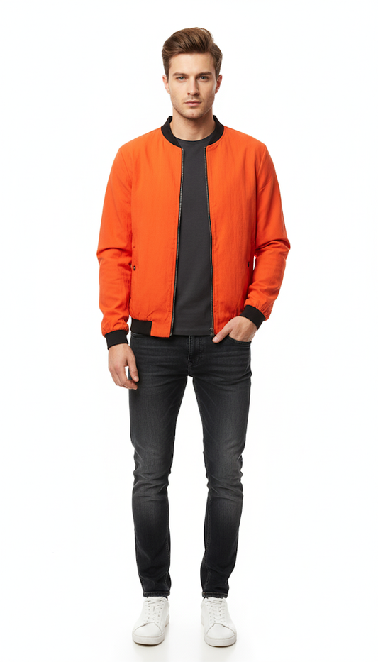 Bright Orange Contrast Bomber