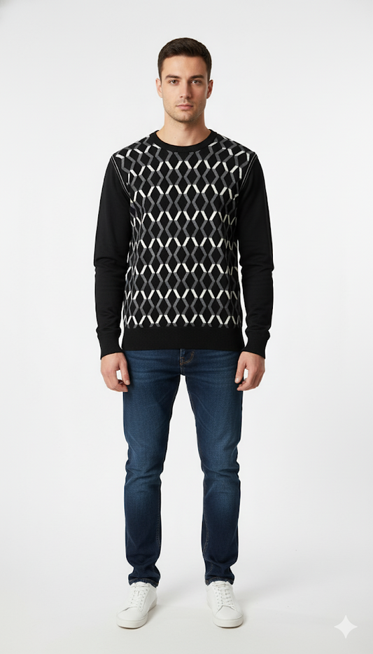 Modern Geometric Knit Sweatshirt