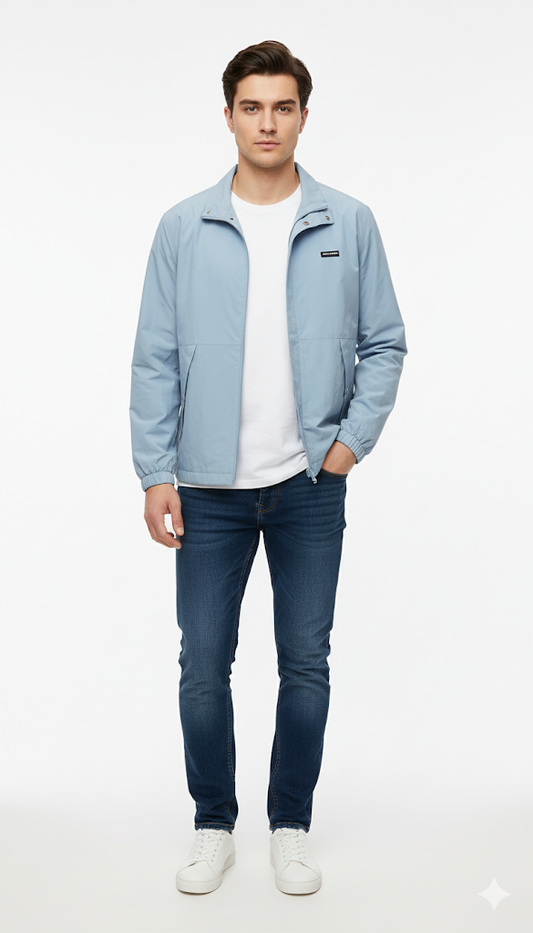 Light Blue Minimalist Bomber