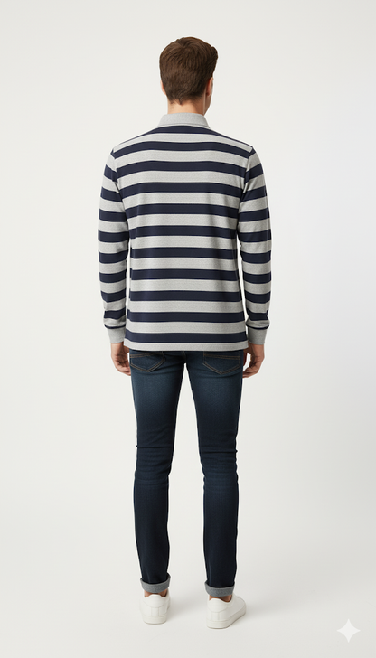 Classic Striped Long-Sleeve Polo