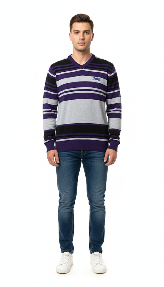 Bold Striped V-Neck Knit