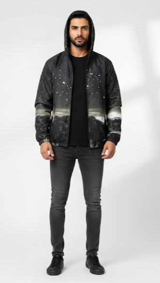 Starry Night Landscape Bomber Jacket
