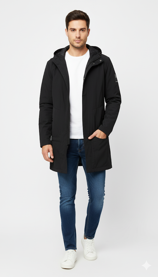 Black Mid-Length Technical Parka