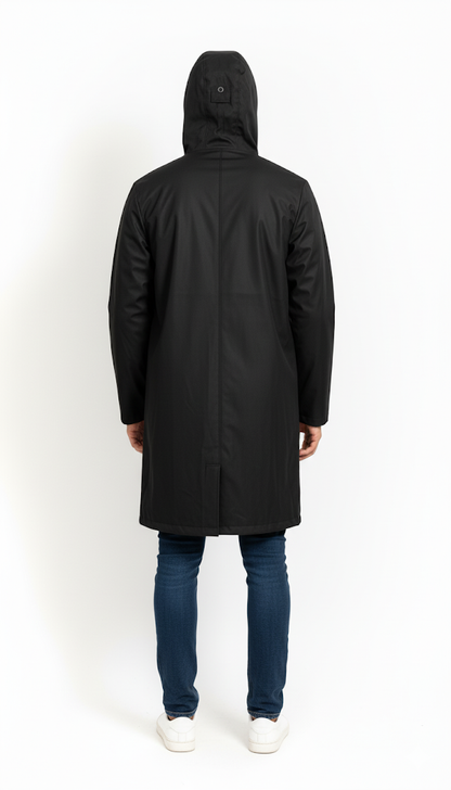 Modern Black Long Raincoat