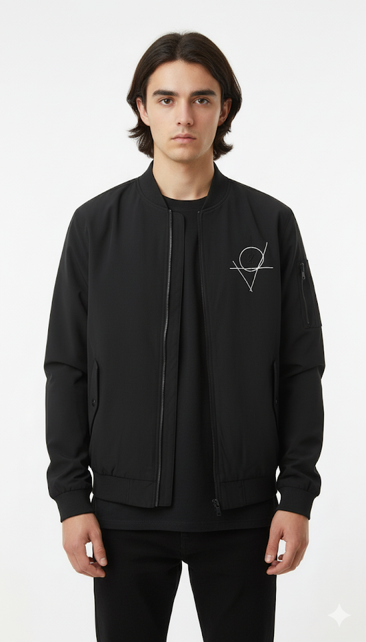 Black Graphic Print Bomber