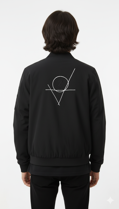 Black Graphic Print Bomber