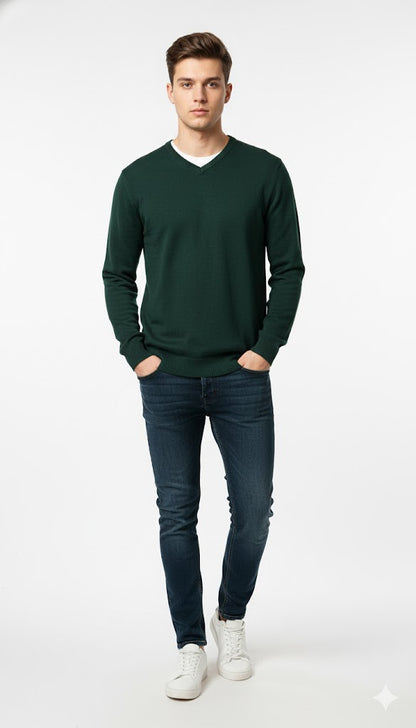 Men's Solid Olive Green Sweatshirt