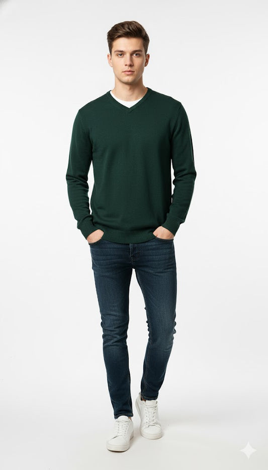 Men's Solid Olive Green Sweatshirt