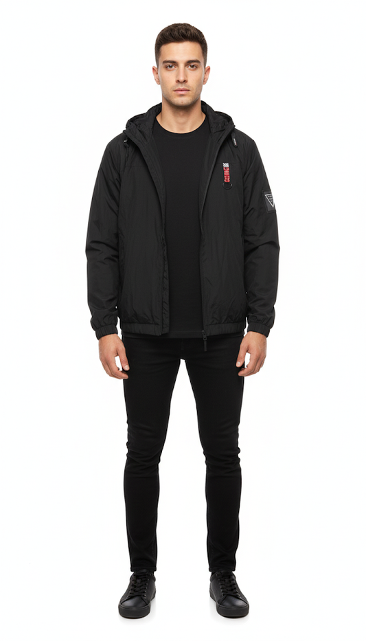 Black Technical Hooded Jacket