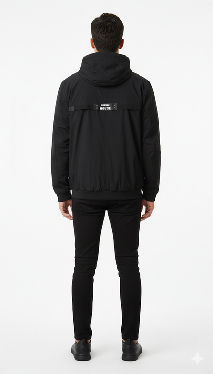 Black Technical Hooded Jacket