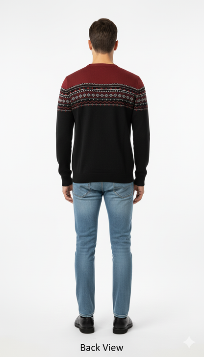 Men's Black & Red Abstract Pattern Sweater