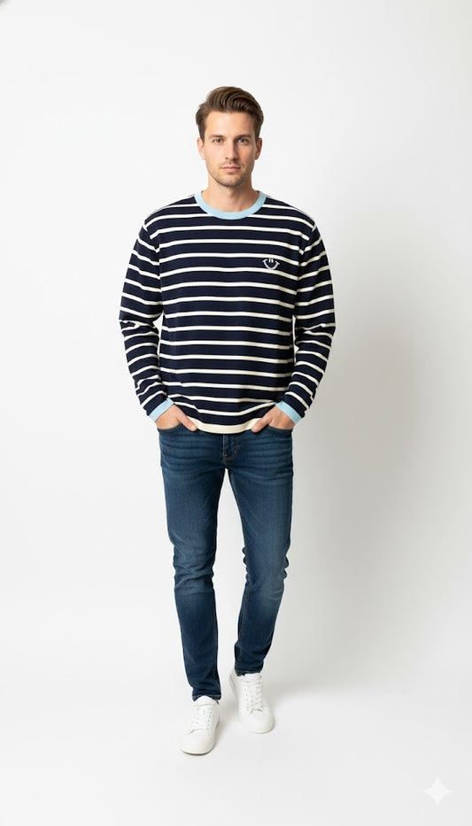 Classic Striped Knit Sweatshirt