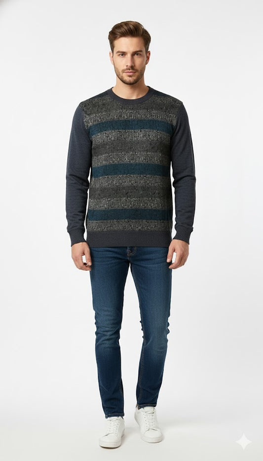 Men's Two-Tone Striped Pattern Sweater