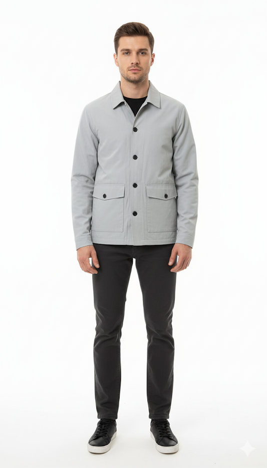 Light Gray Button-Up Worker Jacket