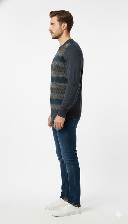 Men's Two-Tone Striped Pattern Sweater