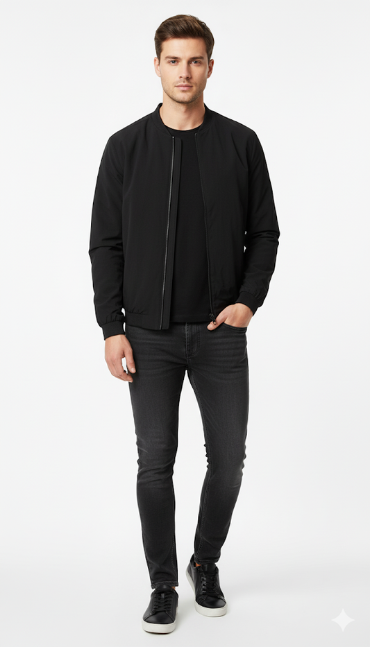Black Minimalist Bomber