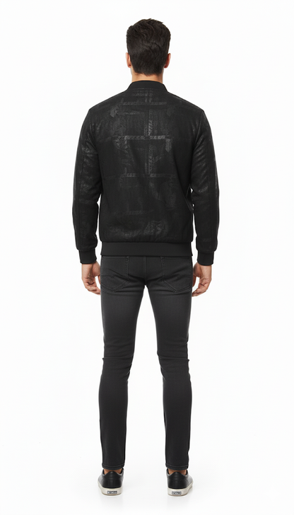 Black Tonal Patterned Bomber