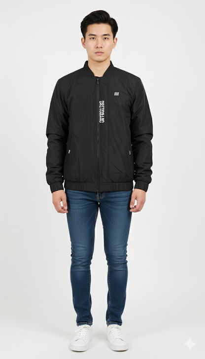 Black Graphic Print Bomber