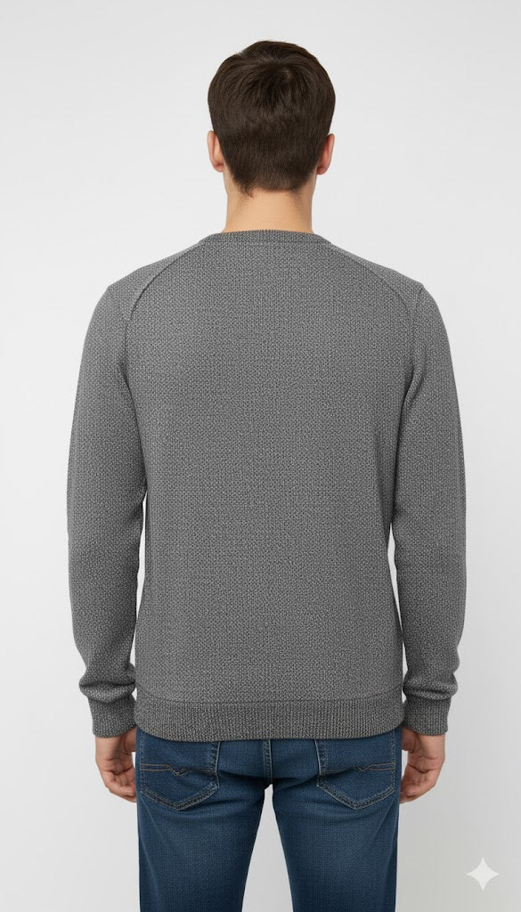Men's Crew Neck Sweater with Abstract Front Graphic