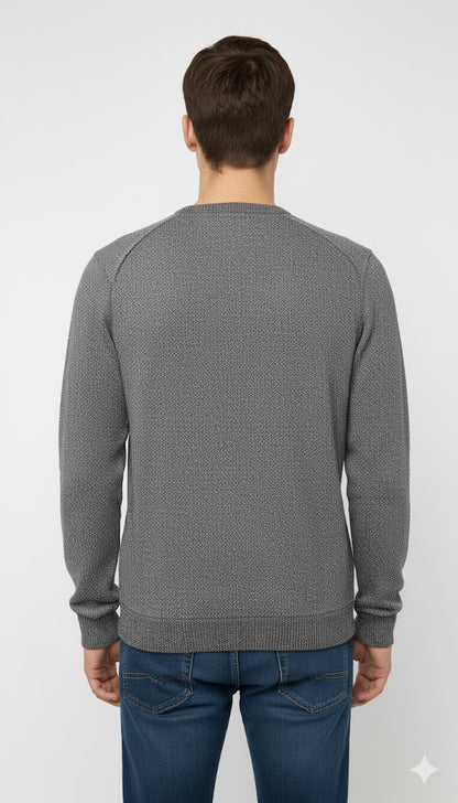 Men's Crew Neck Sweater with Abstract Front Graphic